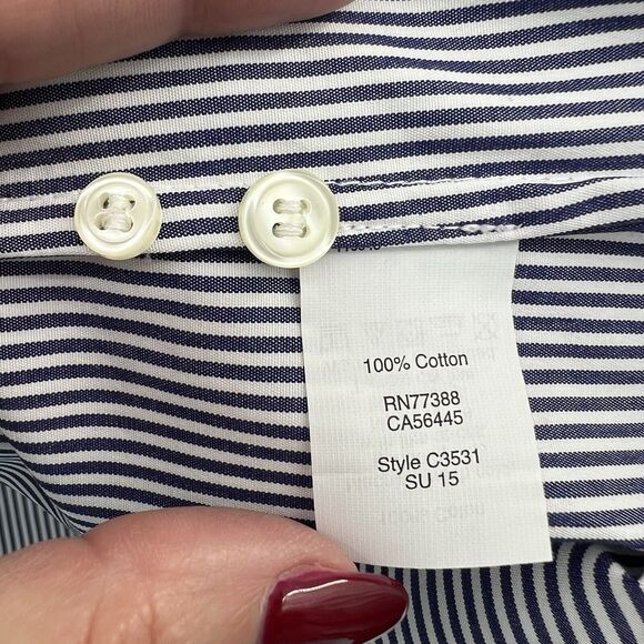 J. Crew Sz M Button Front Tunic Shirt Factory Striped Infinity Long Sleeve C3531 - Picture 10 of 13
